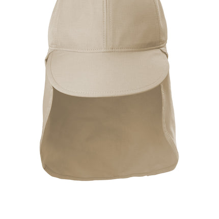 Khaki Port Authority sun shade cap front side – UV blocking outdoor headwear”