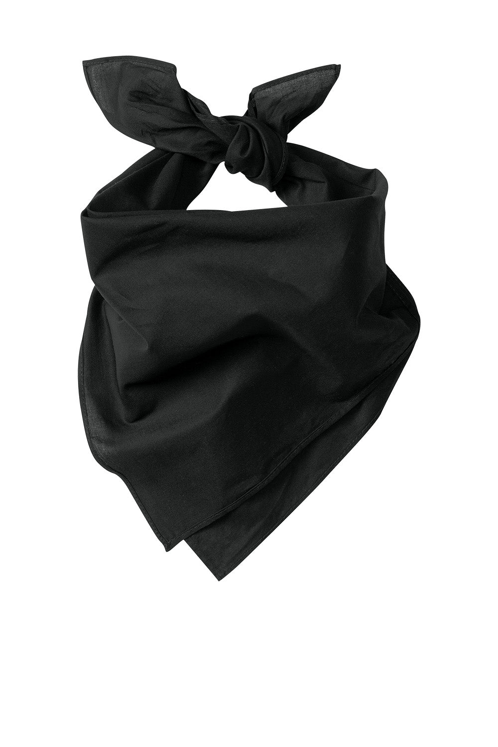Black Port Authority® cotton bandana with flat front design, ideal for casual wear or headwear accessories.