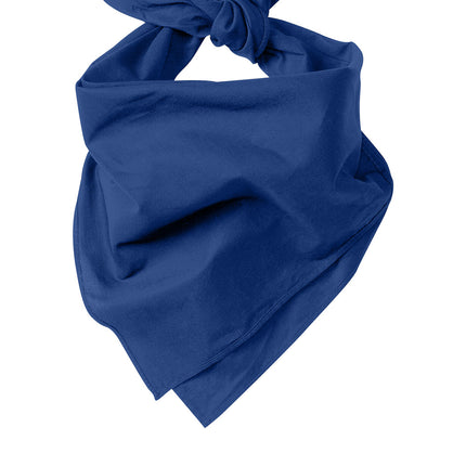Royal blue Port Authority® cotton bandana with flat front design, featuring a classic square shape and printed brand logo.