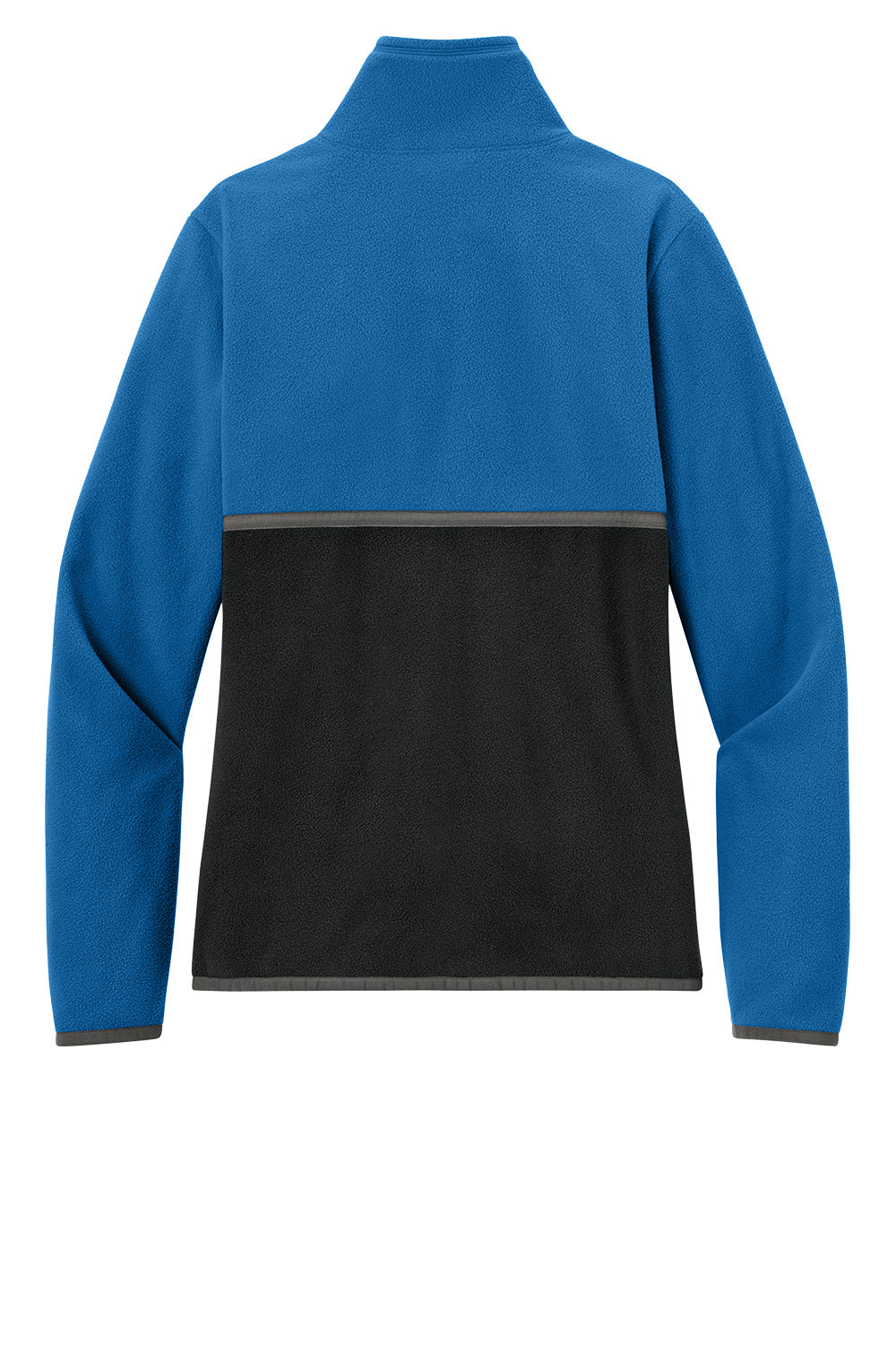 Print-View Cotopaxi Women’s Amado 1/2-Zip fleece jacket in Atlantic and black, shown from the back with a half-zip collar.