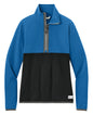 Cotopaxi Women’s Amado 1/2-Zip fleece jacket in Atlantic and black, featuring a cozy fleece fabric and half-zip front design.