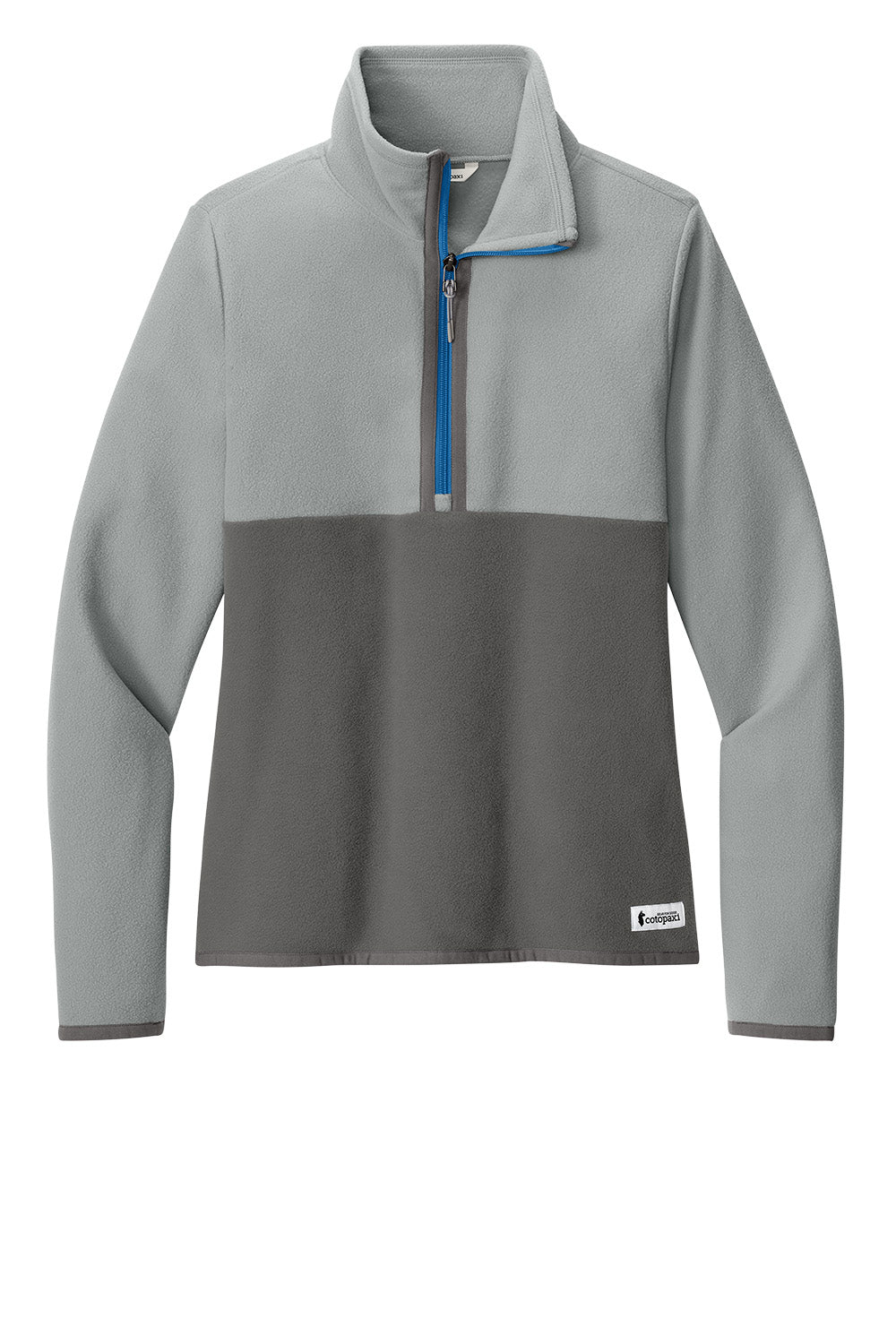 Cotopaxi Women's Amado 1/2-Zip Fleece jacket in smoky cinder color, shown from the front with a half-zip design and fleece material.