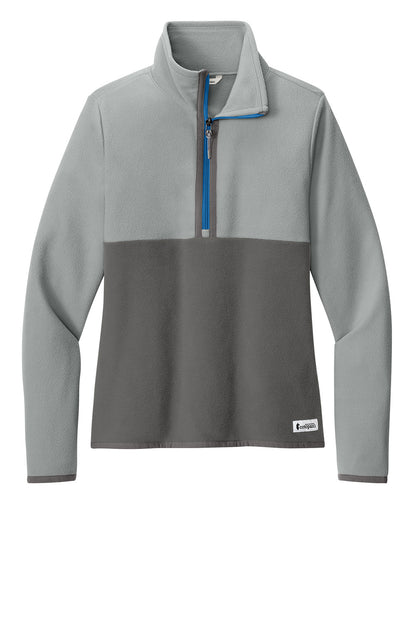 Cotopaxi Women's Amado 1/2-Zip Fleece jacket in smoky cinder color, shown from the front with a half-zip design and fleece material.