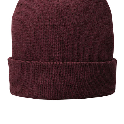 Bright maroon knit cap suitable for promotional or team branding