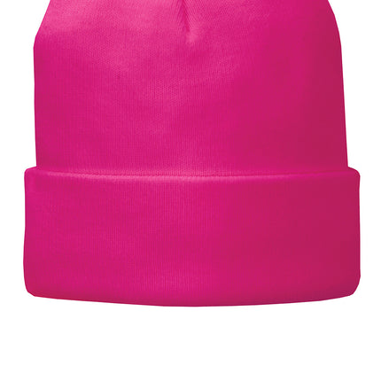 Neutral pink knit cap ideal for clean, modern logo prints”