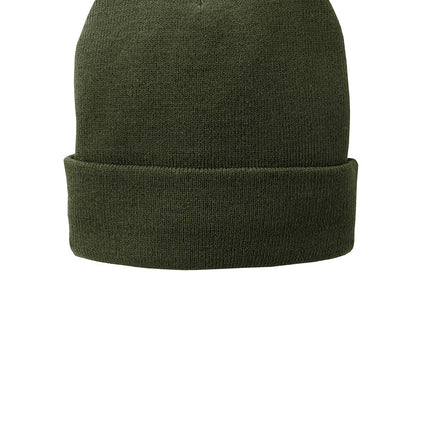 Classic black knit cap with fleece lining and full print area