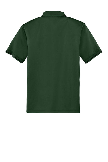 Dark green and black CornerStone Select snag-proof tipped pocket polo shirt by Print-View, displayed flat.