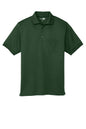 Dark green CornerStone Select snag-proof tipped pocket polo shirt by Print-View, front view showing collar and pocket detail.