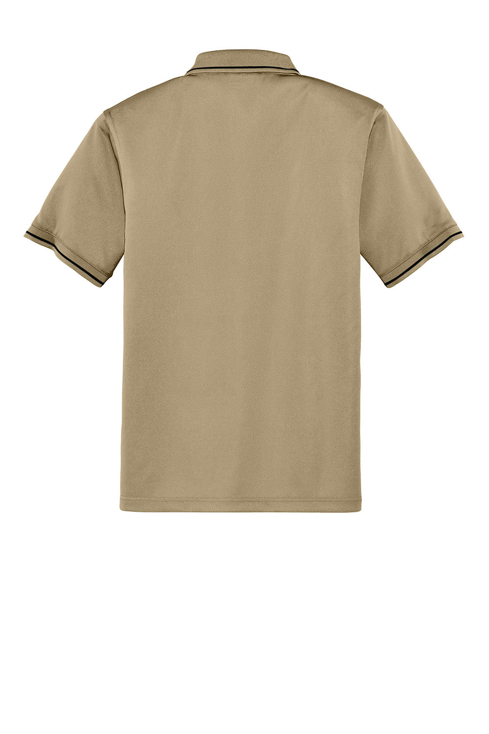 Print-View CornerStone® Select snag-proof tipped pocket polo in tan and black, showing front view with collar and pocket detail.