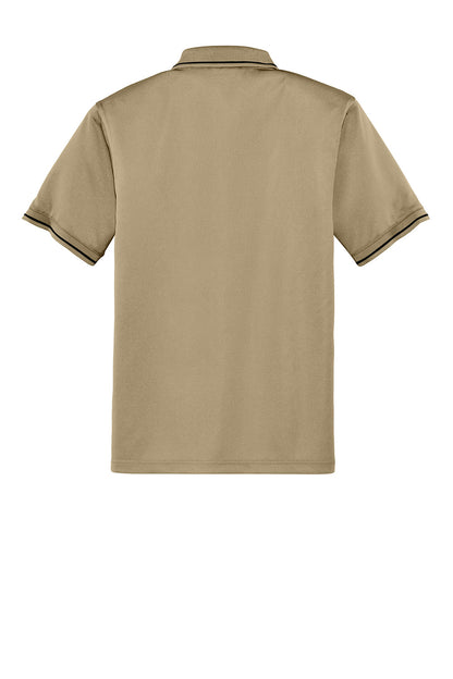 Print-View CornerStone® Select snag-proof tipped pocket polo in tan and black, showing front view with collar and pocket detail.