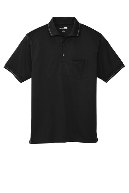 Black and smoke grey CornerStone® Select snag-proof tipped pocket polo shirt by Print-View, shown from a flat front view.