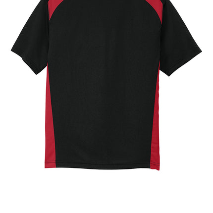 corner stone Black red flat polo back view 