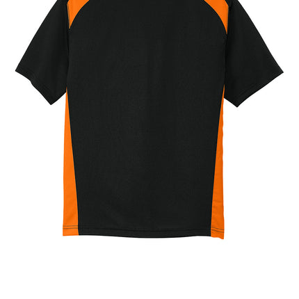 conrer stone Black and orange polo back view 