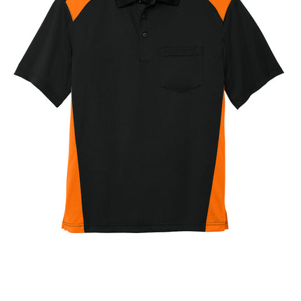 conrer stone Black and orange polo front view 