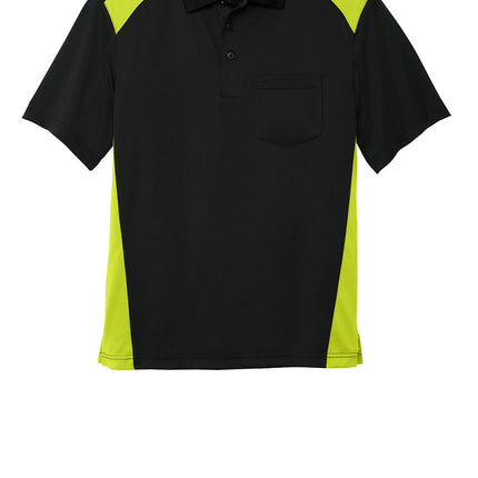 corner stone Black shock green flat polo front view 