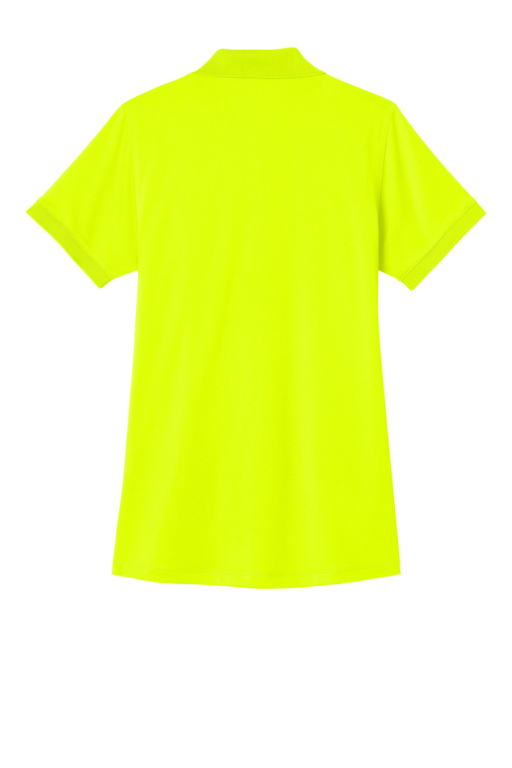Women’s yellow workwear polo shirt by CornerStone® for women, featuring a safety yellow color and a flat back design.