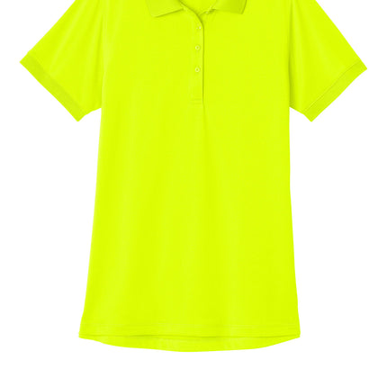 CornerStone Women’s Workwear Pro Polo in safety yellow, flat front view, durable workwear shirt for women by Print-View.