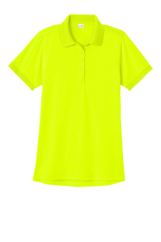 CornerStone Women’s Workwear Pro Polo in safety yellow, flat front view, durable workwear shirt for women by Print-View.