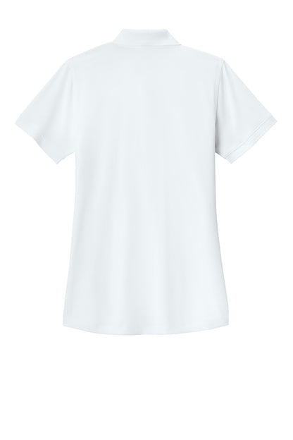 White CornerStone Women's Workwear Pro Polo by Print-View, flat back view showcasing the comfortable, professional women's work shirt.