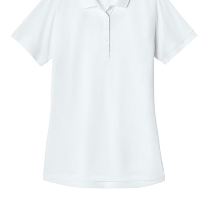 White CornerStone® Women’s Workwear Pro Polo by Print-View, flat front view showing breathable fabric and comfortable fit.