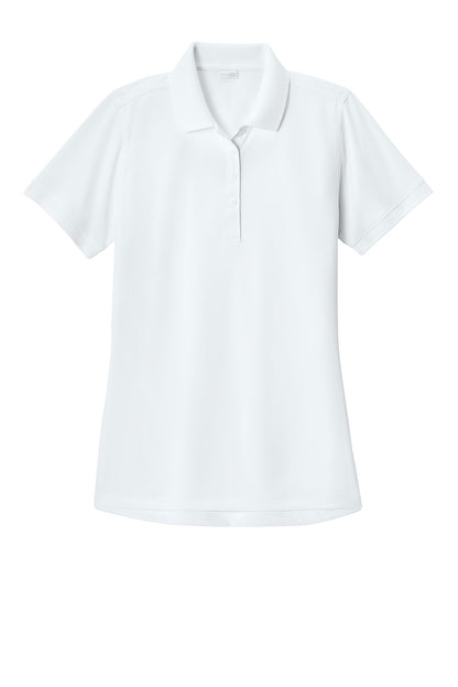 White CornerStone® Women’s Workwear Pro Polo by Print-View, flat front view showing breathable fabric and comfortable fit.