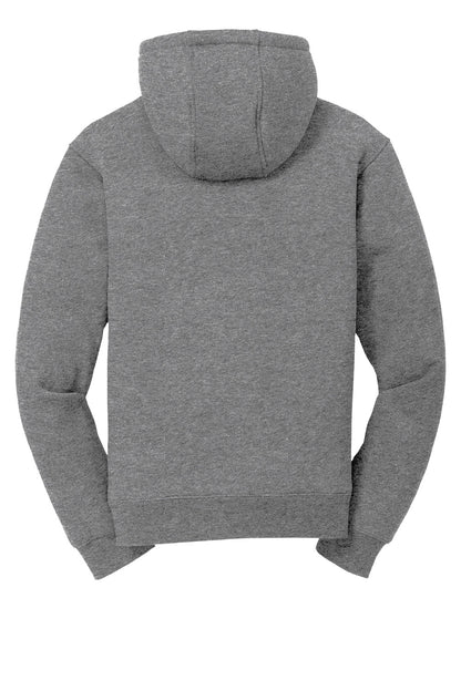 Grey CornerStone® heavyweight fleece jacket with sherpa lining and hood, shown from the back in a flat view.