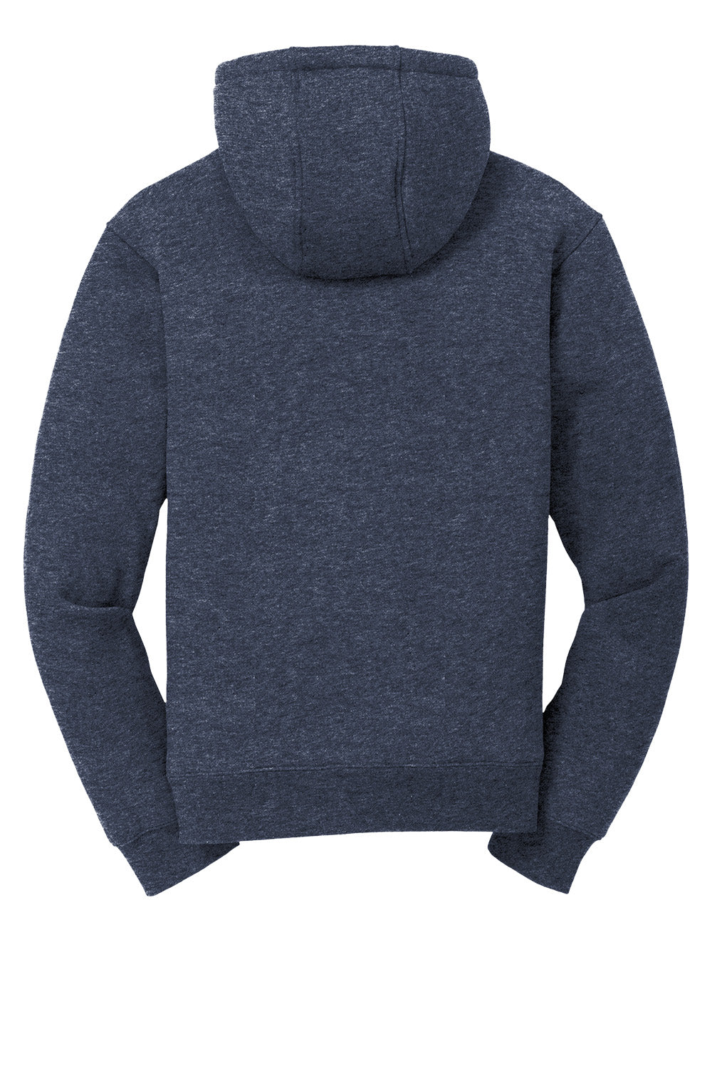 Navy CornerStone® heavyweight sherpa-lined hooded fleece jacket by Print-View, shown flat back view with fleece and hood details.