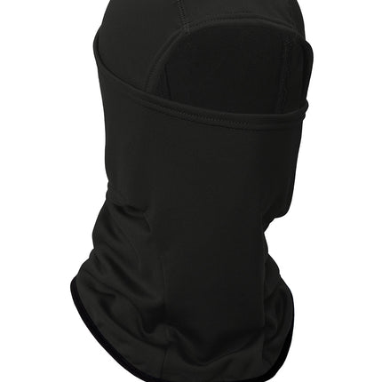 Black CornerStone® Smooth Fleece Face Mask balaclava from Print-View, shown on a form mannequin head.