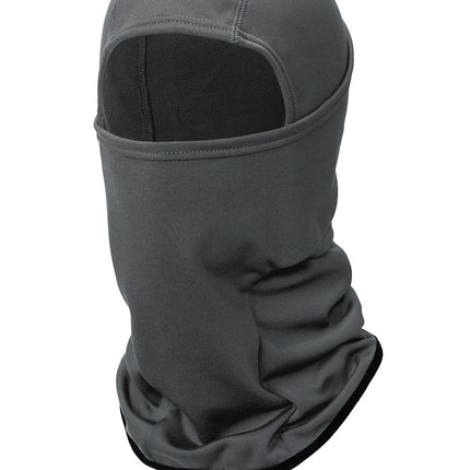 Charcoal CornerStone® Smooth Fleece face mask balaclava by Print-View, shown from the left side with a snug fit and soft fleece material.