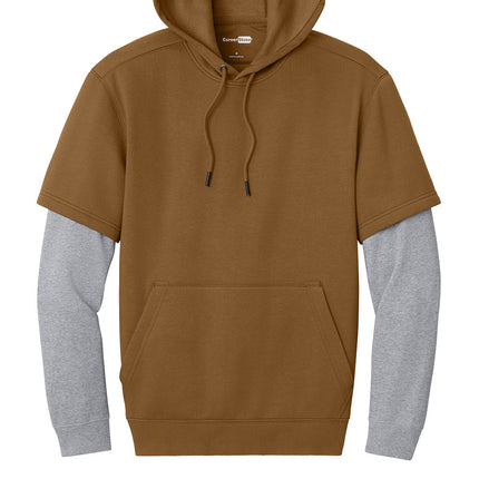 Brown hoodie with gray sleeves 