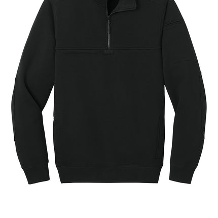 CornerStone 12-Oz Tough Fleece Job Shirt front view black - personalized work shirt with chest pocket (Print-View)