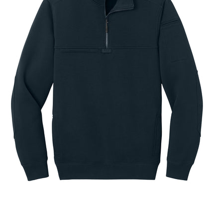 CornerStone 12-Oz Tough Fleece Job Shirt front view Navyblue - personalized work shirt with chest pocket (Print-View)