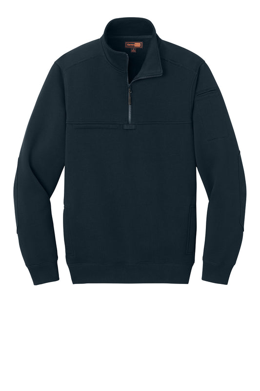 Navy blue CornerStone® 12-oz. tough fleece job shirt by Print-View, front view showing durable fabric and classic fit.