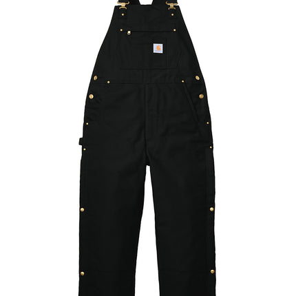 Carhartt Short Firm Duck Insulated Bib Overalls front view - black - 12oz firm duck insulated bib overall by Print-View