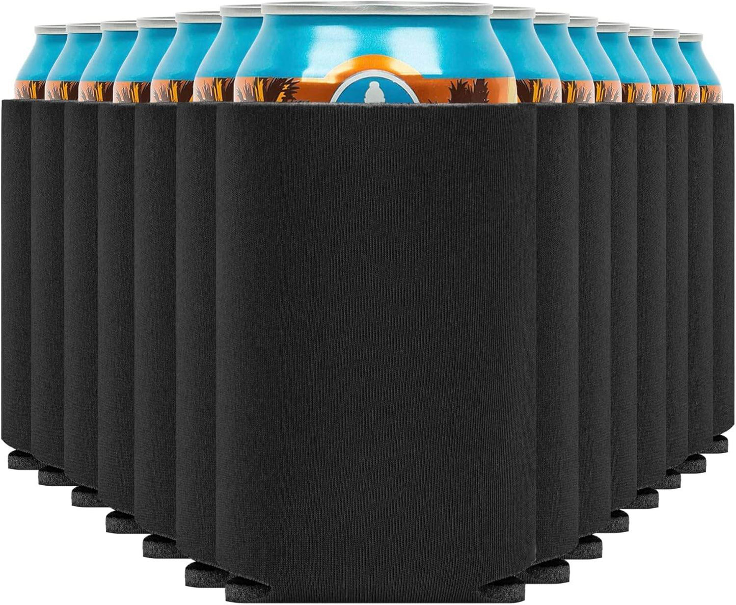 Black Print View can cooler koozie with soft insulation, designed to keep drinks cold and featuring customizable print options.
