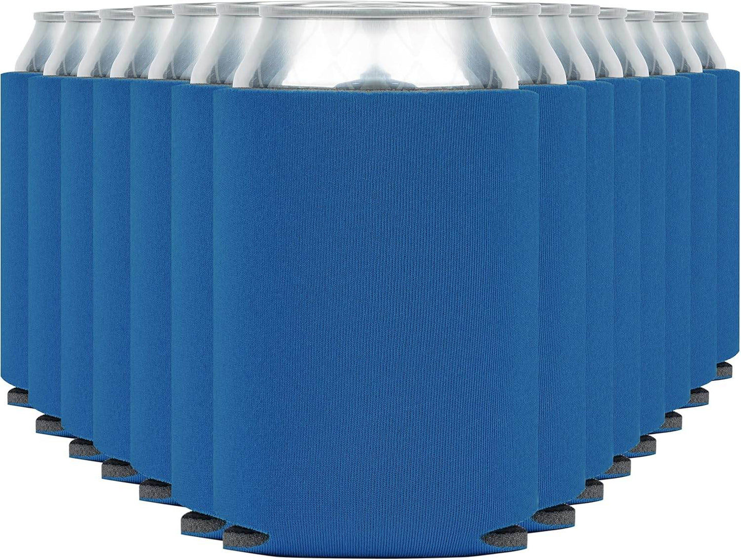 Blue Print View can cooler koozie, soft insulated fabric with printed design, ideal for keeping drinks cold