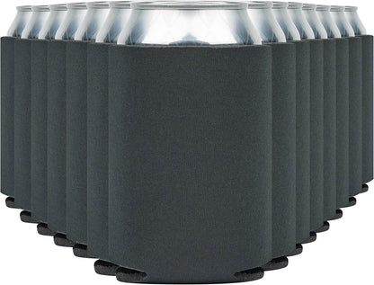 Charcoal soft insulated can cooler koozie by Print View with printed design, perfect for keeping drinks cold.