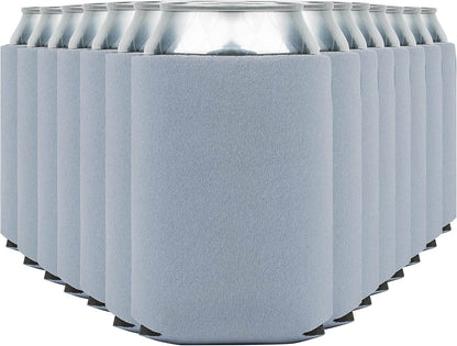 Gray insulated can cooler koozie by Print View, featuring a soft fabric exterior and customizable print options for drinks.