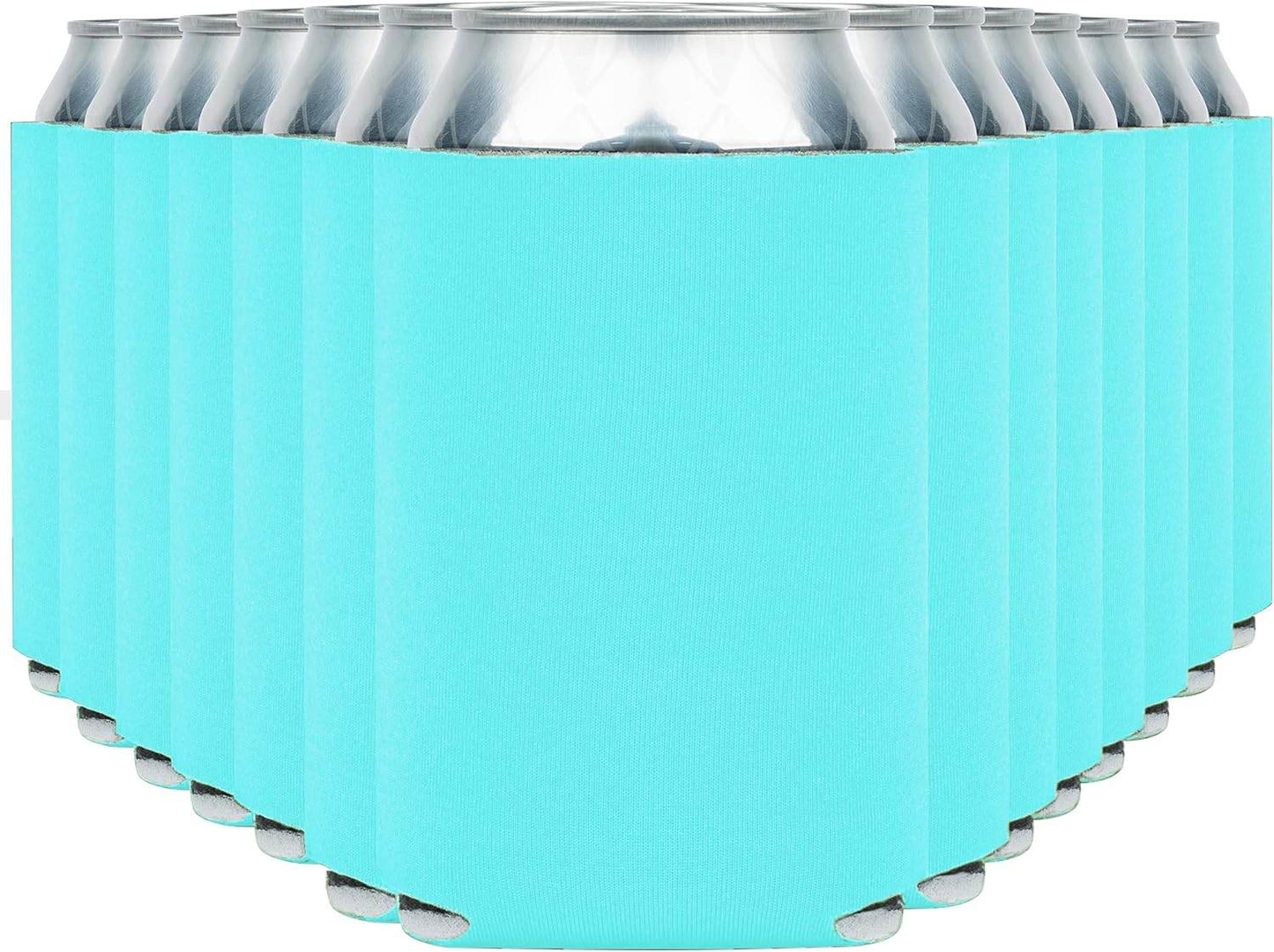 Ice blue Print View can cooler koozie with soft insulation, designed to keep drinks cold and fit standard cans.