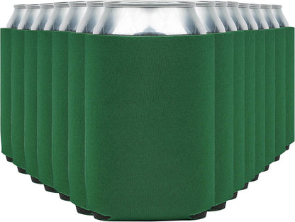 Kelly green insulated can cooler koozie by Print View, featuring a soft fabric exterior and printed design for beverage insulation.