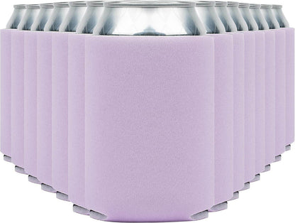 Lavender print view of Print View insulated can cooler koozie, showing its soft fabric and customizable design for keeping beverages cold.