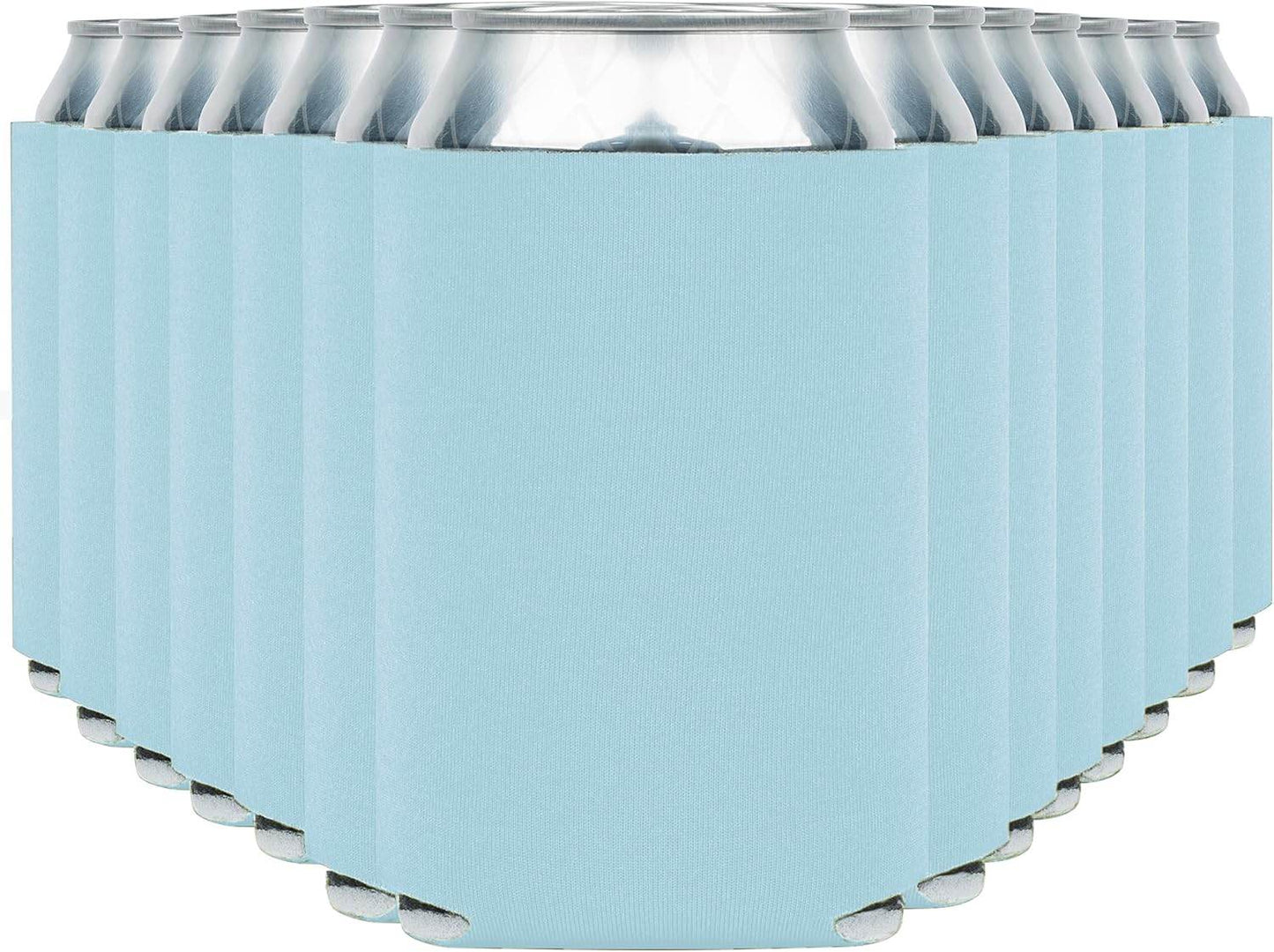 Light blue insulated Can Cooler Koozie by Print View, featuring a soft fabric design perfect for keeping drinks cold.
