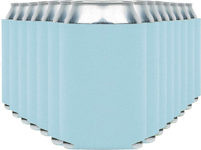 Light blue insulated Can Cooler Koozie by Print View, featuring a soft fabric design perfect for keeping drinks cold.