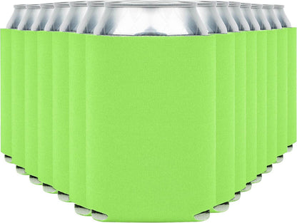 Lime green Print View soft insulated can cooler koozie with printed design, perfect for keeping beverages cold.