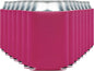 Pink insulated can cooler koozie from Print View with raspberry print design, perfect for keeping drinks cold.