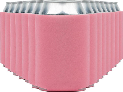 Salmon-colored Print View insulated can cooler koozie with printed design, perfect for keeping drinks cold.