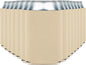Sand-colored Print View can cooler koozie with insulated design, perfect for keeping drinks cold.