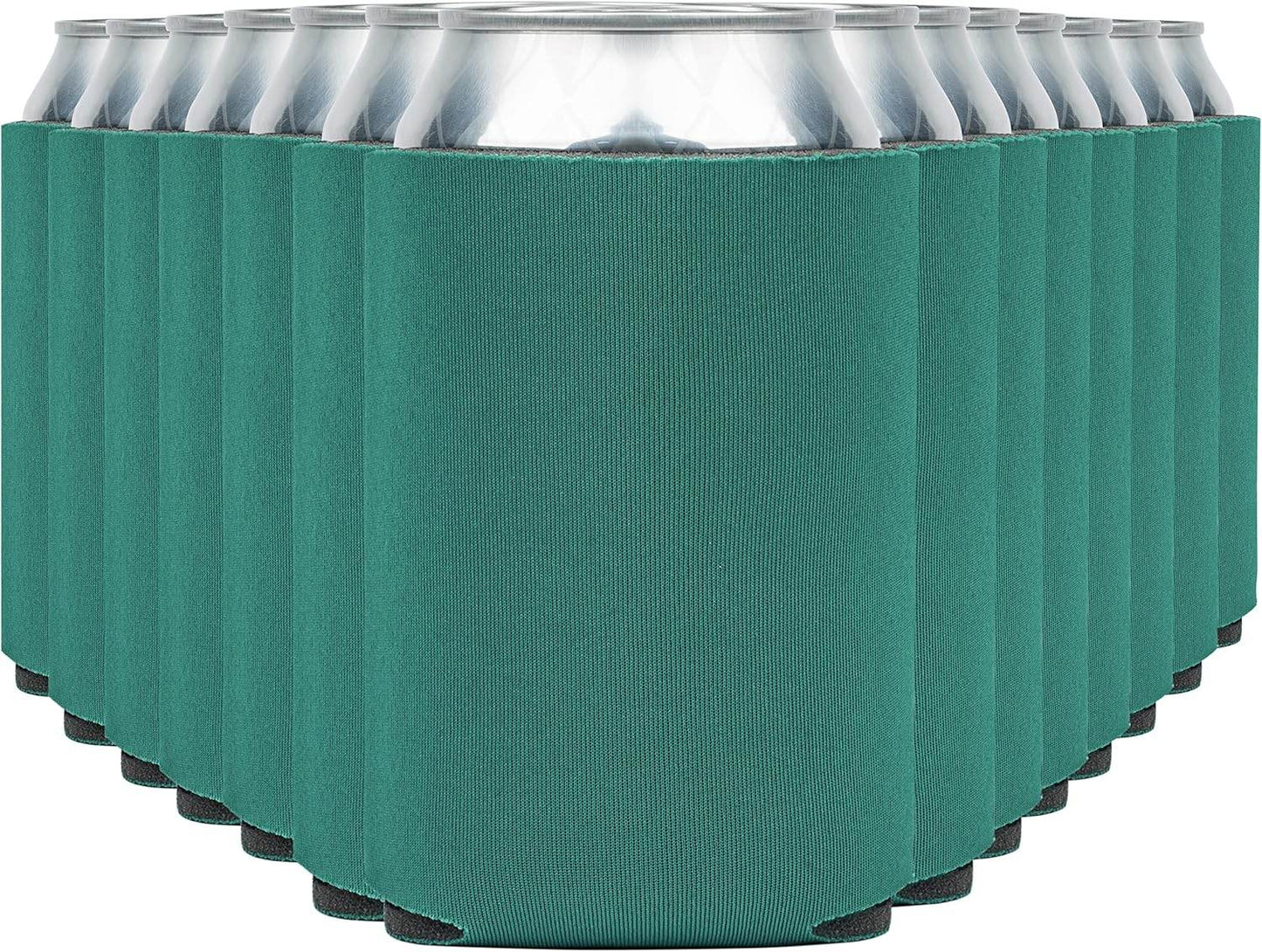 Teal insulated can cooler koozie by Print View, featuring printed design, perfect for keeping drinks cold and customizable options.
