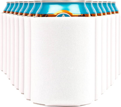 White Print View insulated can cooler koozie with printed design, perfect for keeping drinks cold and customizable.