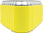 Yellow Print View insulated can cooler koozie with printed design, perfect for keeping drinks cold and customizable.